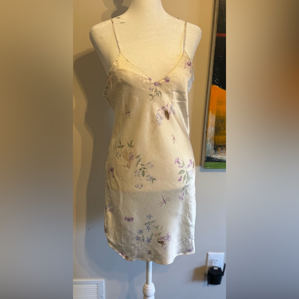 VTG 90s silk slip dress butterfly fairies whimsy nighty grunge goth